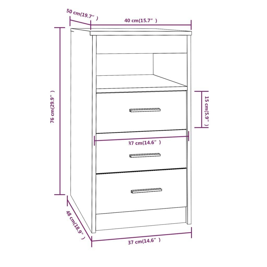 vidaXL Laatikosto ruskea tammi 40x50x76 cm tekninen puu hinta ja tiedot | Olohuoneen kaapit ja lipastot | hobbyhall.fi