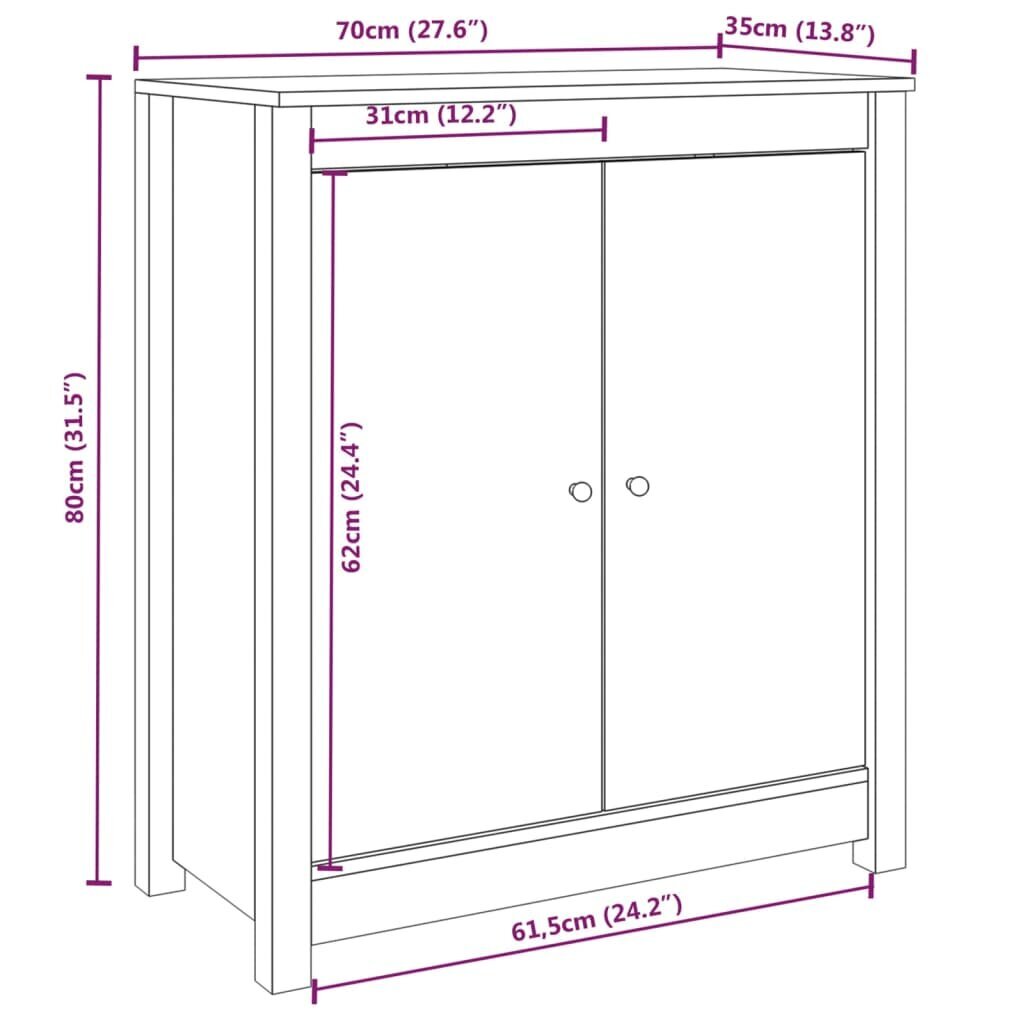 vidaXL Senkki 70x35x80 cm täysi mänty hinta ja tiedot | Olohuoneen kaapit ja lipastot | hobbyhall.fi