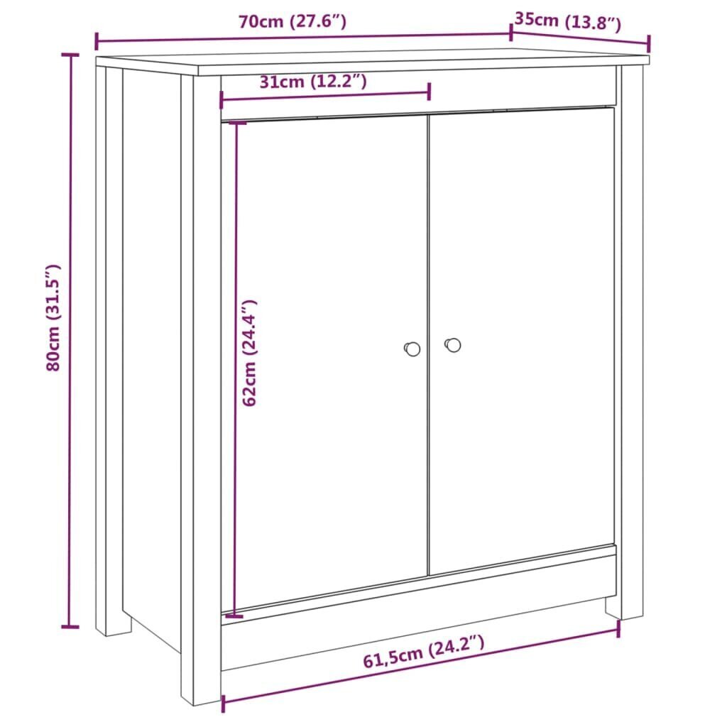 vidaXL Senkki musta 70x35x80 cm täysi mänty hinta ja tiedot | Olohuoneen kaapit ja lipastot | hobbyhall.fi