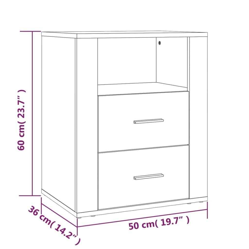 vidaXL Yöpöytä musta 50x36x60 cm tekninen puu hinta ja tiedot | Yöpöydät | hobbyhall.fi