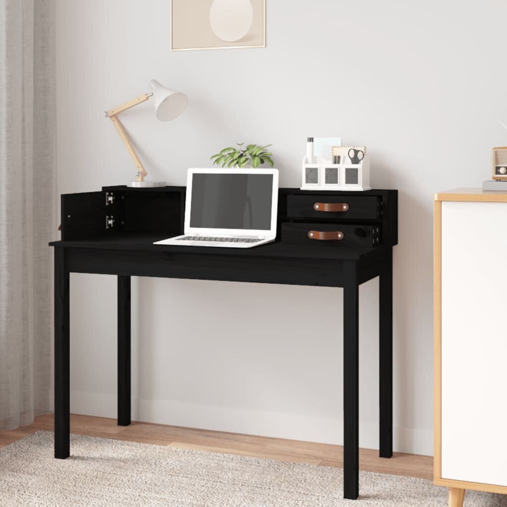vidaXL Työpöytä musta 110x50x93 cm täysi mänty hinta ja tiedot | Tietokonepöydät ja työpöydät | hobbyhall.fi