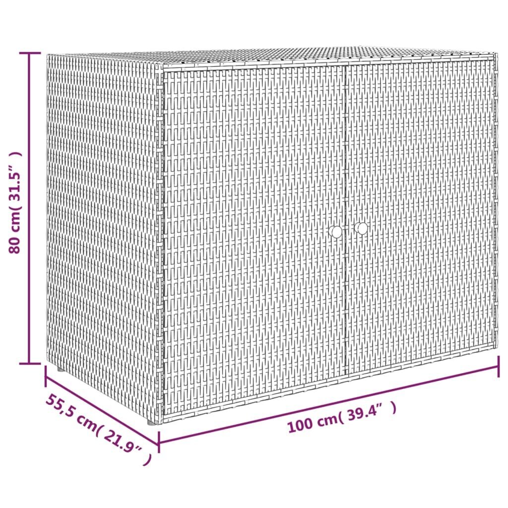 vidaXL Puutarhan säilytyskaappi musta 100x55,5x80 cm polyrottinki hinta ja tiedot | Olohuoneen kaapit ja lipastot | hobbyhall.fi