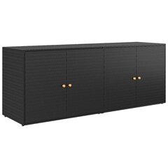 vidaXL Puutarhan säilytyskaappi musta 198x55,5x80 cm polyrottinki hinta ja tiedot | Olohuoneen kaapit ja lipastot | hobbyhall.fi