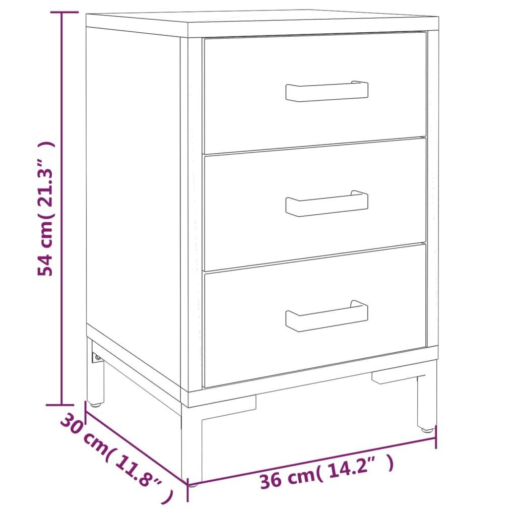 vidaXL Yöpöytä musta 40x30x55 cm täysi mänty hinta ja tiedot | Yöpöydät | hobbyhall.fi