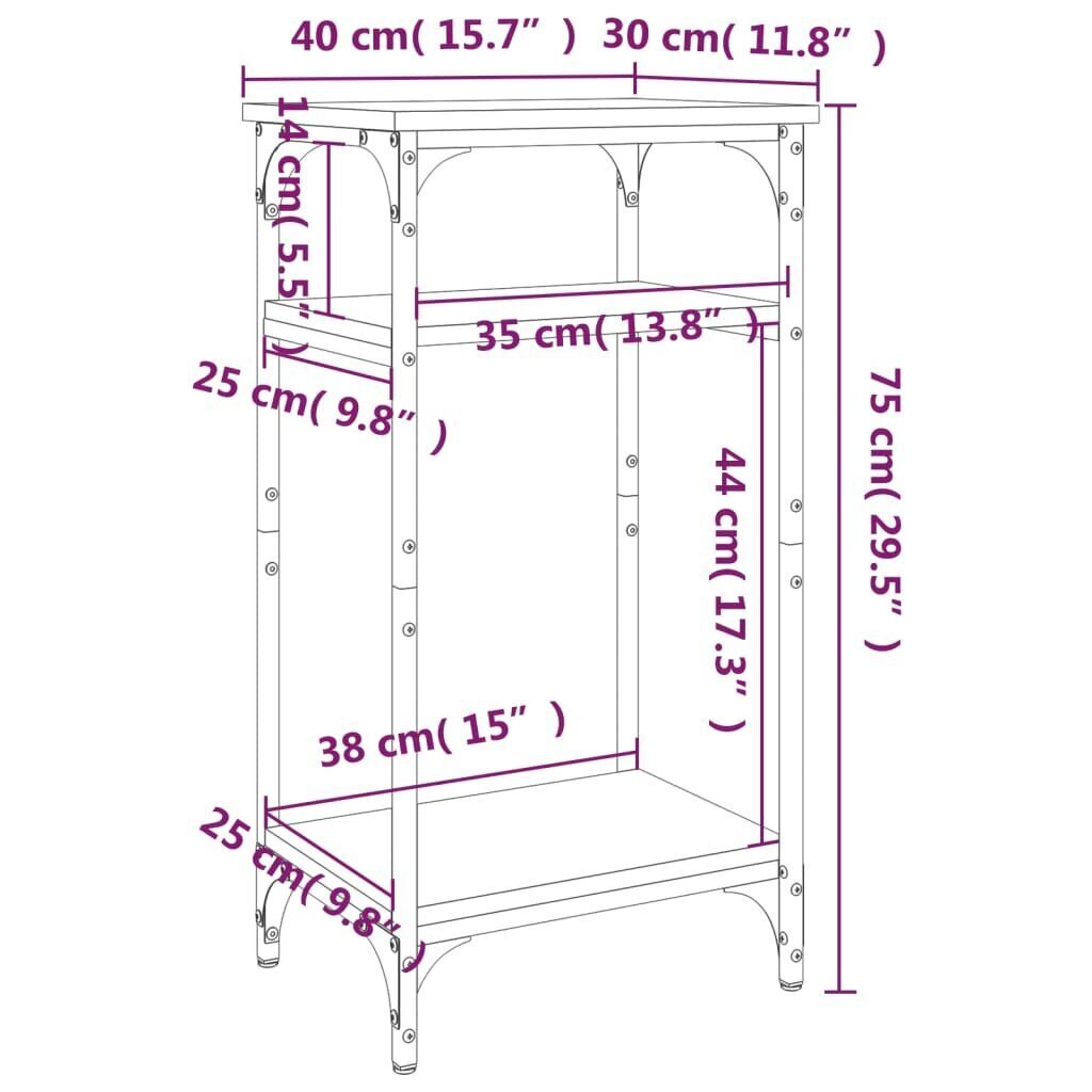 vidaXL Sivupöytä savutammi 40x30x75 cm tekninen puu hinta ja tiedot | Sohvapöydät | hobbyhall.fi