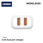 Laturi Jellico EU02 12W 2x USB 2.4A plug-in fast charger universal kaikille mobiililaitteille, valkoinen hinta ja tiedot | Puhelimen laturit | hobbyhall.fi