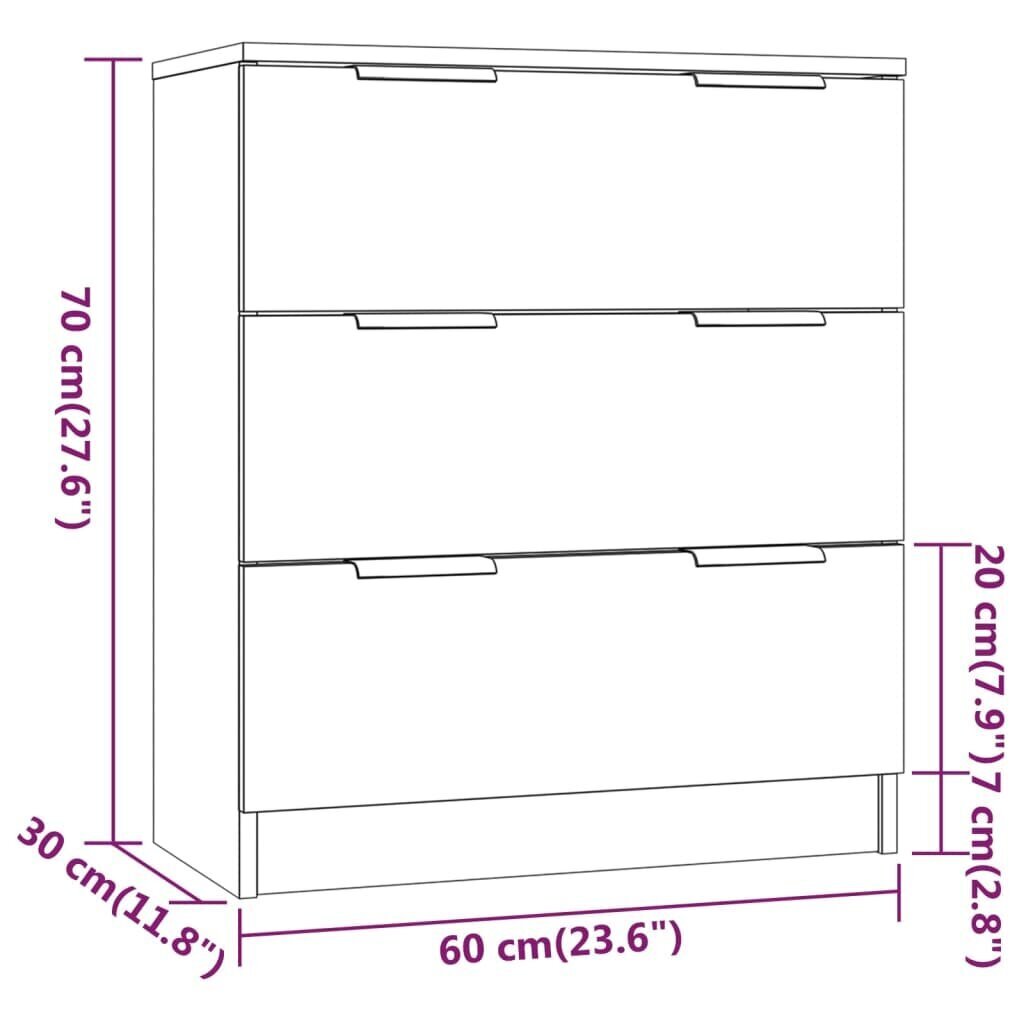 vidaXL Senkki Sonoma-tammi 60x30x70 cm tekninen puu hinta ja tiedot | Olohuoneen kaapit ja lipastot | hobbyhall.fi