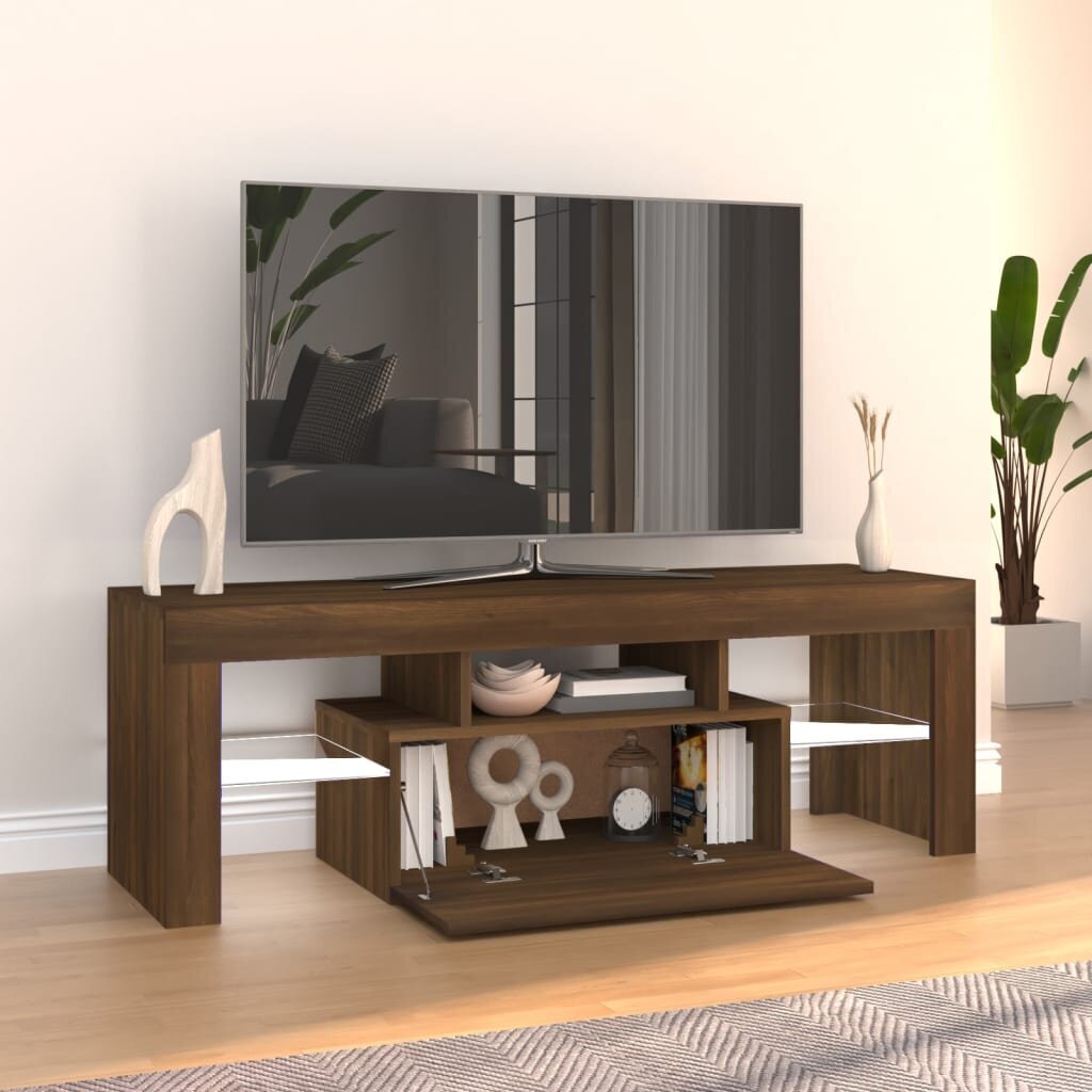 vidaXL TV-taso LED-valoilla ruskea tammi 120x35x40 cm hinta ja tiedot | TV-tasot | hobbyhall.fi
