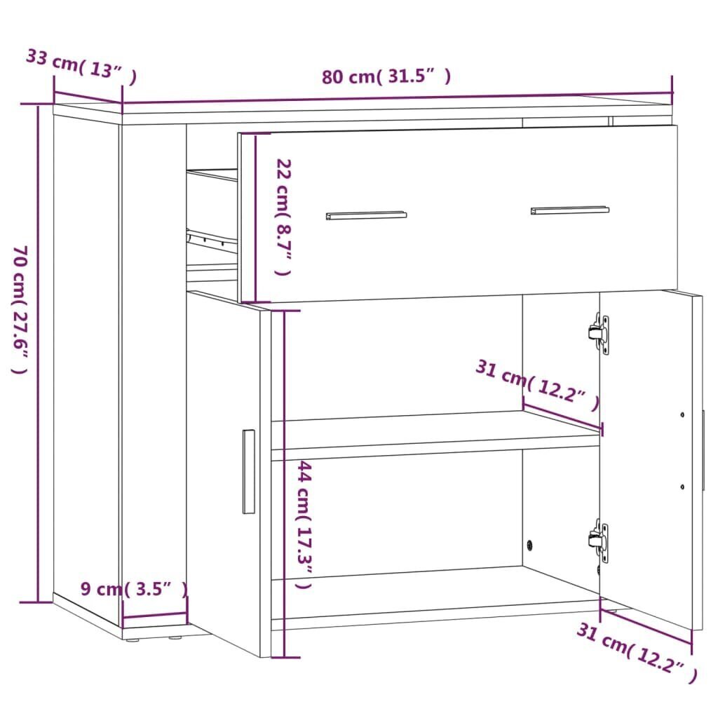 vidaXL Senkki savutammi 80x33x70 cm tekninen puu hinta ja tiedot | Olohuoneen kaapit ja lipastot | hobbyhall.fi