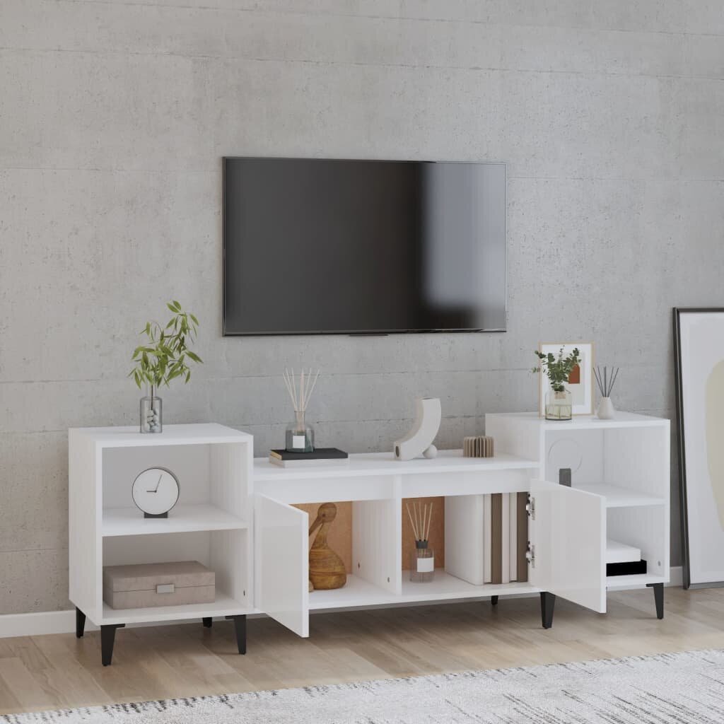 vidaXL TV-taso korkeakiilto valkoinen 160x35x55 cm tekninen puu hinta ja tiedot | TV-tasot | hobbyhall.fi