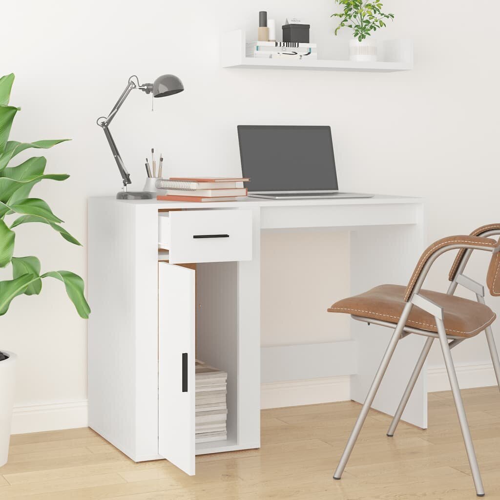vidaXL Työpöytä valkoinen 100x49x75 cm tekninen puu hinta ja tiedot | Tietokonepöydät ja työpöydät | hobbyhall.fi
