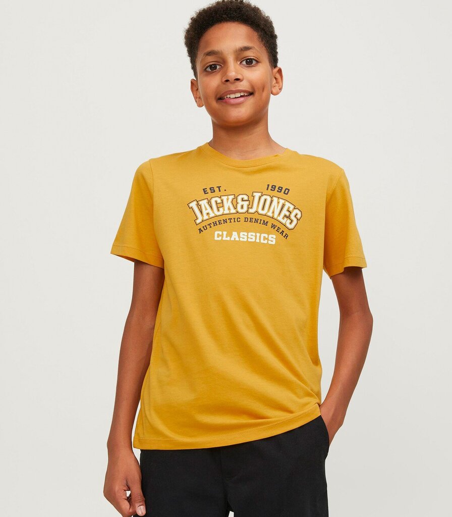 Jack & Jones lasten T-paita 12237367*01, keltainen 5715425346873 hinta ja tiedot | Poikien paidat | hobbyhall.fi