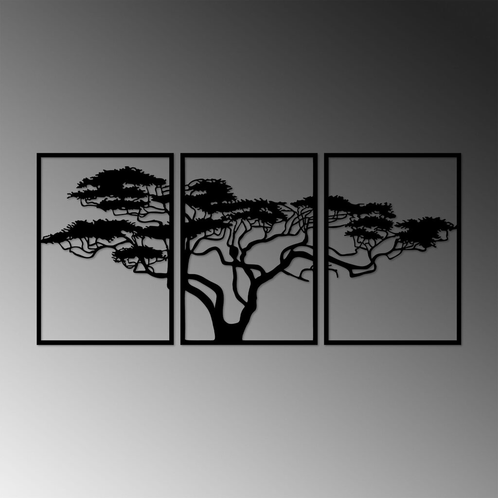 Wallity metalliseinäkoriste Acacia Tree, 3 kpl. hinta ja tiedot | Sisustustuotteet | hobbyhall.fi