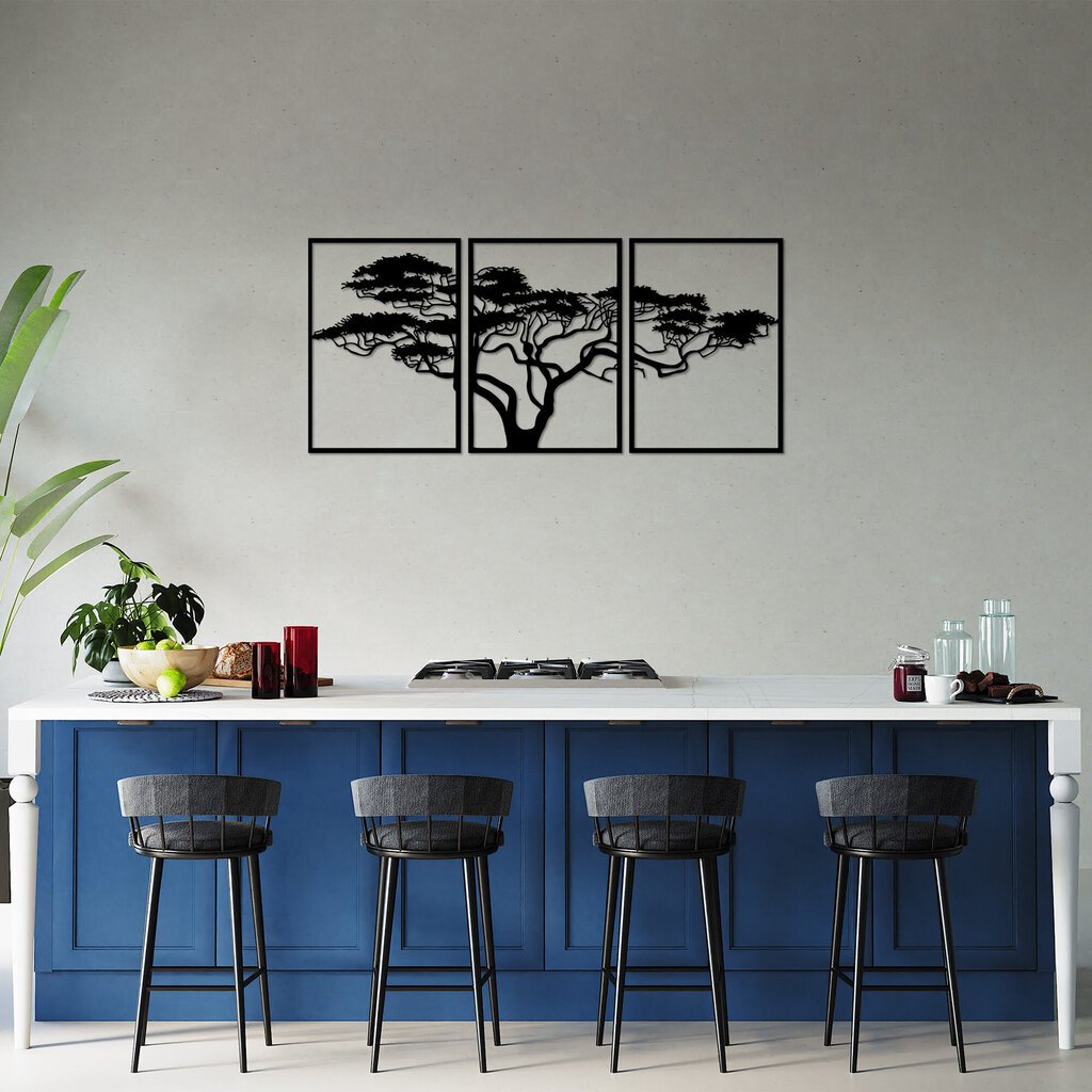 Wallity metalliseinäkoriste Acacia Tree, 3 kpl. hinta ja tiedot | Sisustustuotteet | hobbyhall.fi