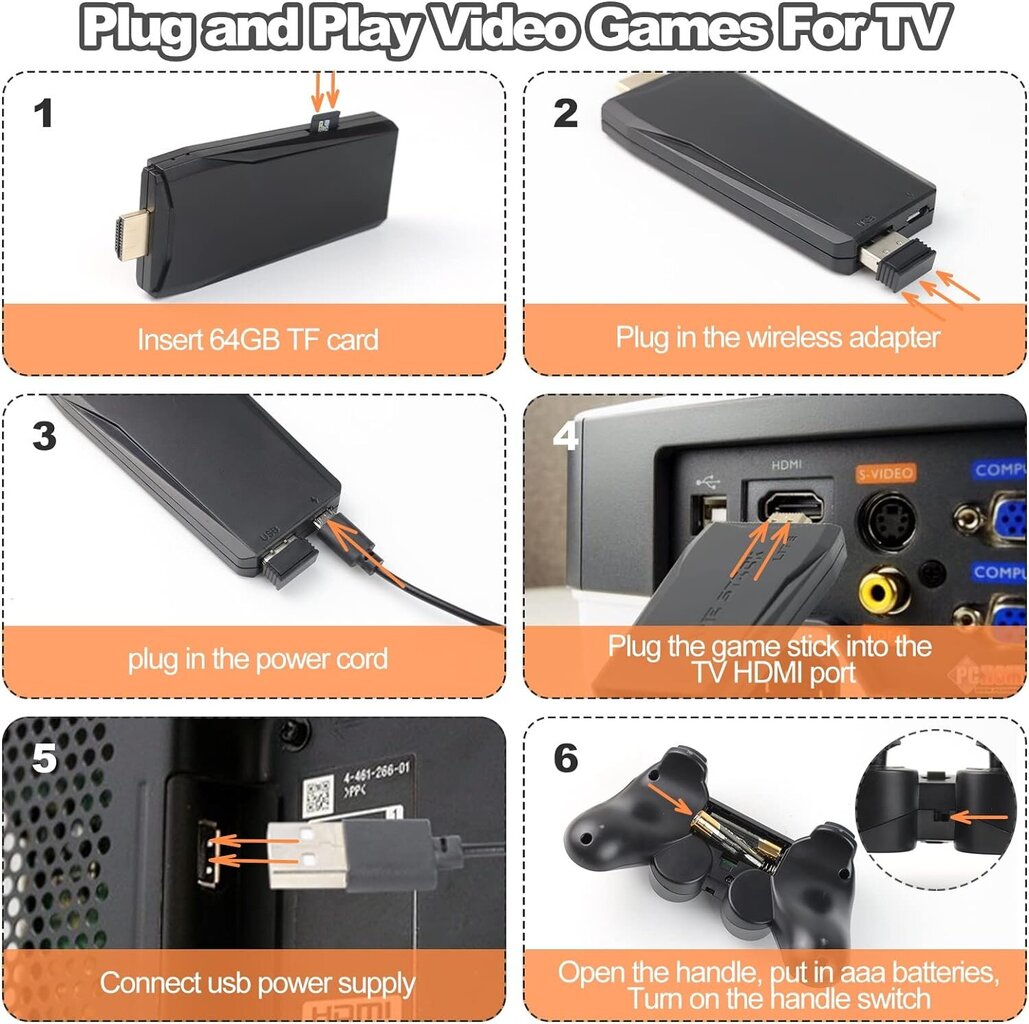 HappyJoe Plug & Play 20000+ Games, 4K HDMI, 64GB hinta ja tiedot | Pelikonsolit | hobbyhall.fi