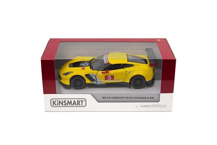 Leluautomalli Kinsmart 2016 Corvette C7.R, 1:36 hinta ja tiedot | Poikien lelut | hobbyhall.fi