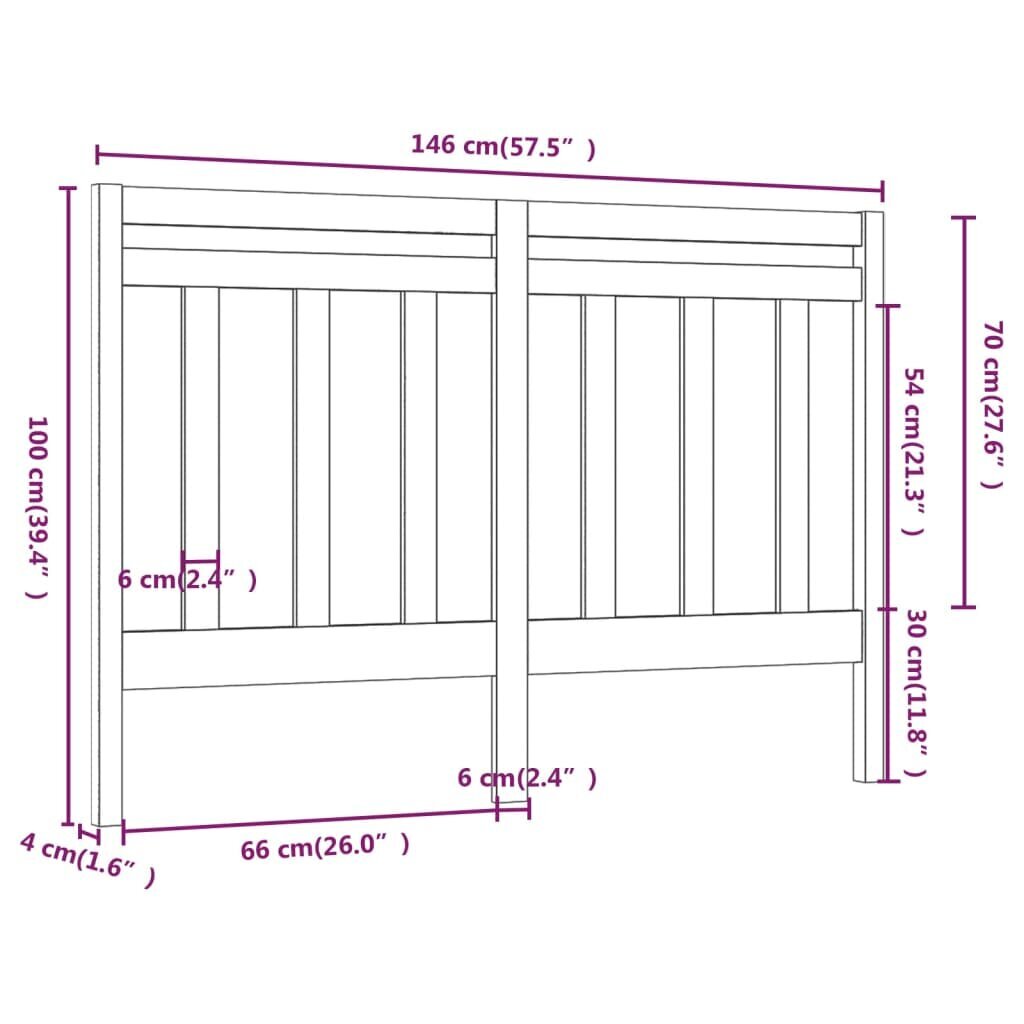 vidaXL Sängynpääty 146x4x100 cm täysi mänty hinta ja tiedot | Sängyt | hobbyhall.fi