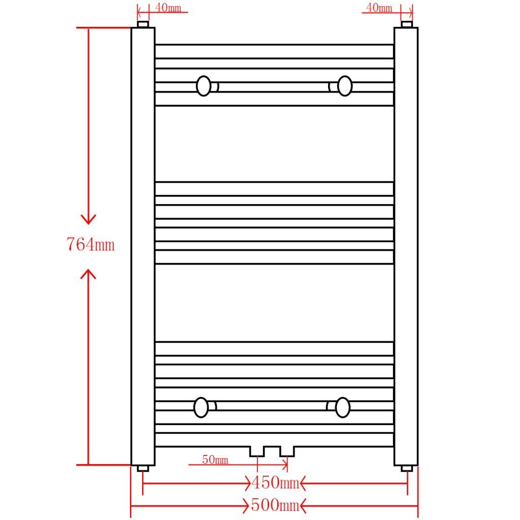 Kylpyhuoneen keskuslämmityspyyheteline harmaa suora 500 x 764 mm hinta ja tiedot | Kylpyhuoneen patterit ja pyyhekuivaimet | hobbyhall.fi