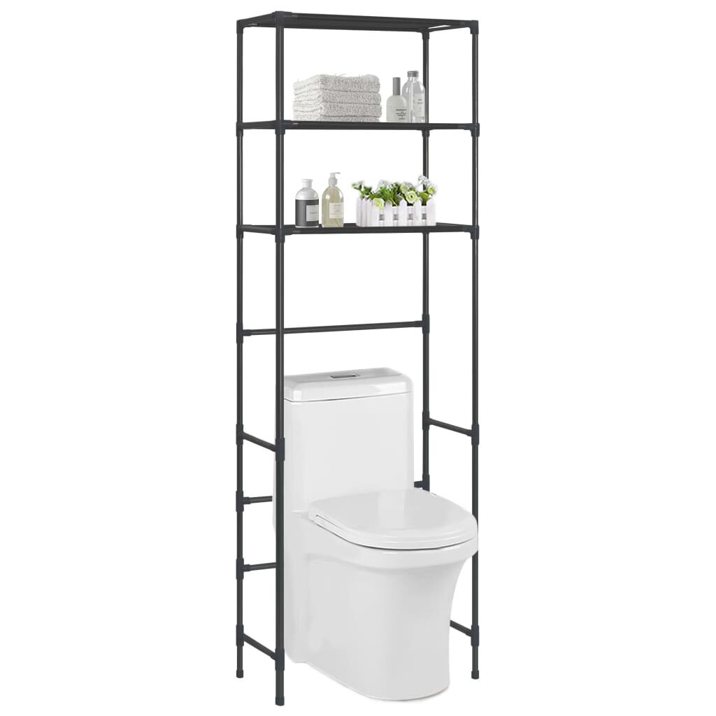 vidaXL 3-kerroksinen säilytyshylly WC-pytyn ylle musta 53x28x169 cm hinta ja tiedot | Kylpyhuoneen sisustus | hobbyhall.fi