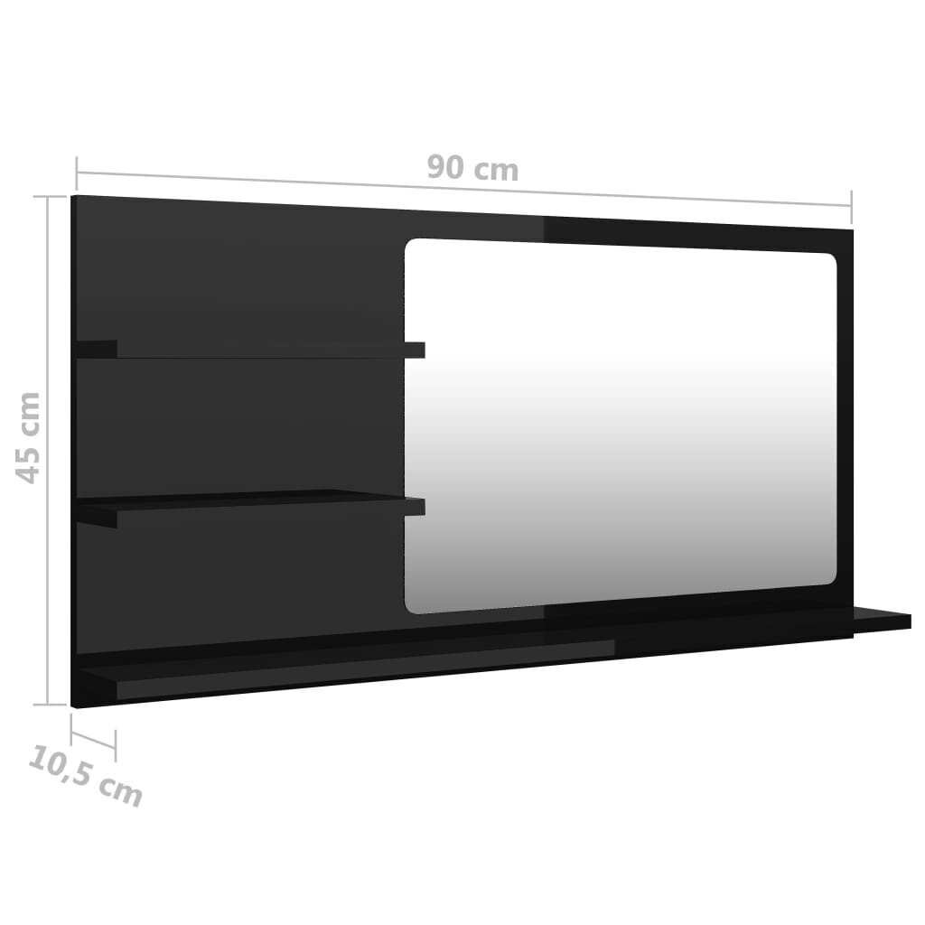 vidaXL Kylpyhuonepeili korkeakiilto musta 90x10,5x45 cm lastulevy hinta ja tiedot | Kylpyhuonekaapit | hobbyhall.fi