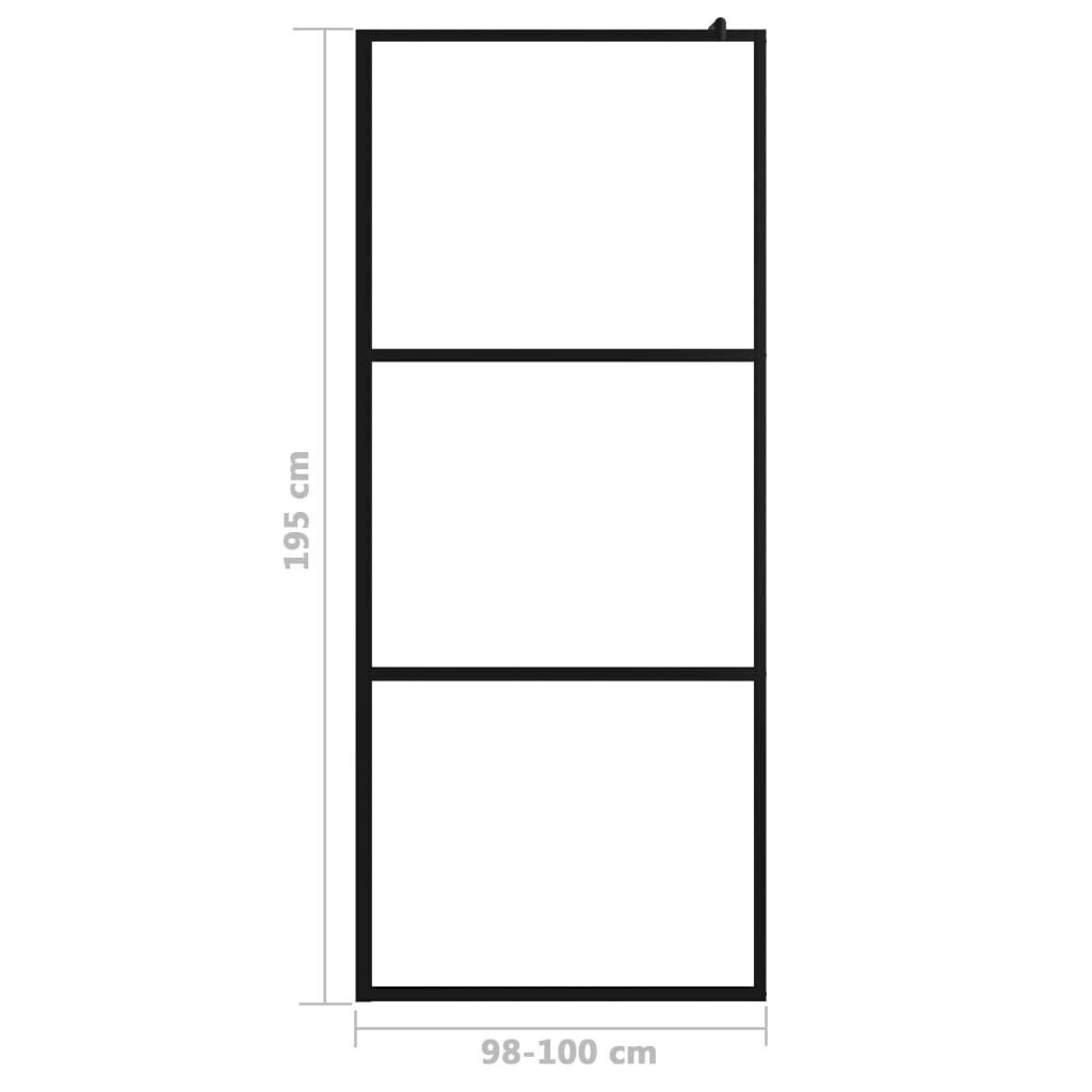 vidaXL Walk-in suihkun seinäke kirkas ESG-lasi musta 100x195 cm hinta ja tiedot | Suihkuseinät ja -ovet | hobbyhall.fi