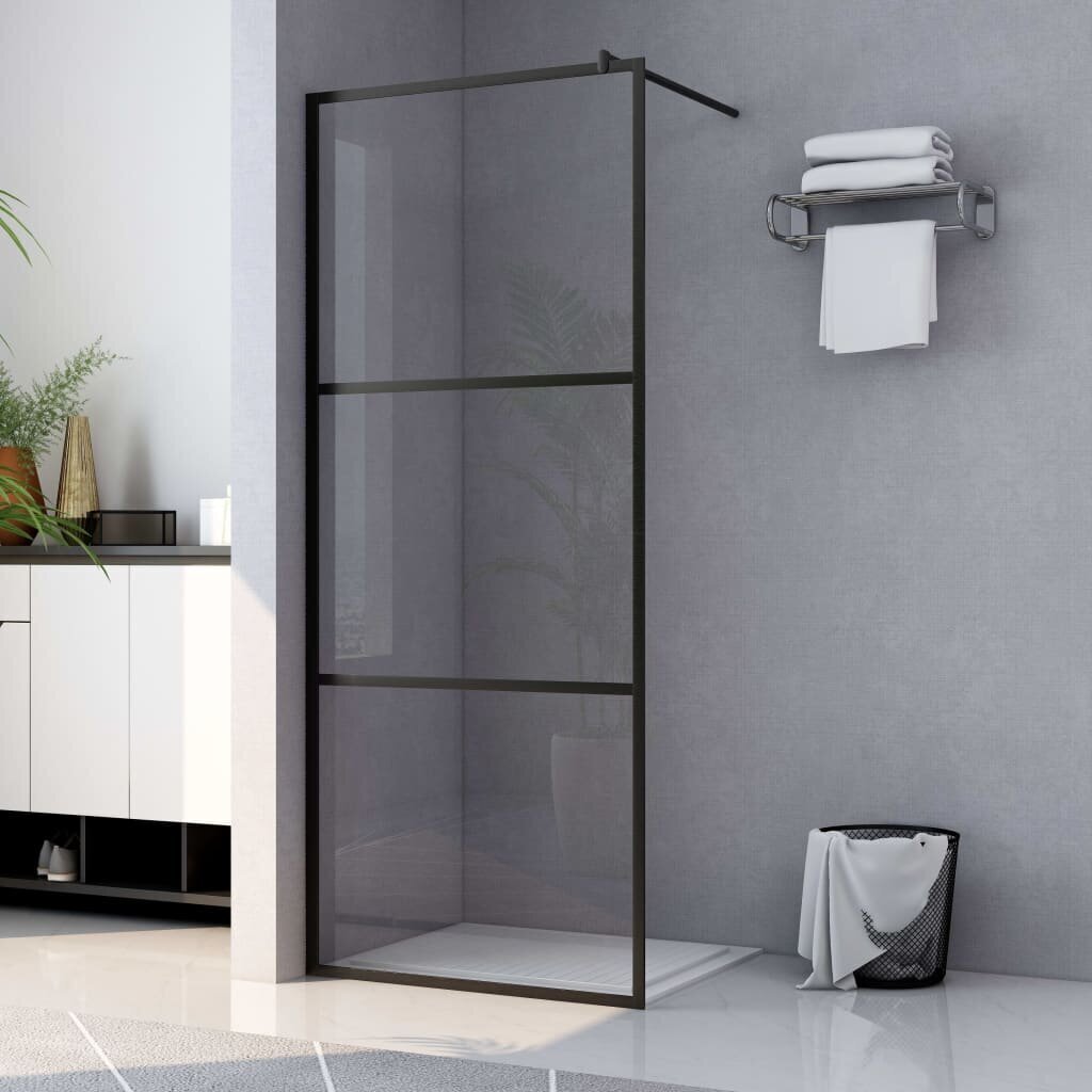 vidaXL Walk-in suihkun seinäke kirkas ESG-lasi musta 100x195 cm hinta ja tiedot | Suihkuseinät ja -ovet | hobbyhall.fi