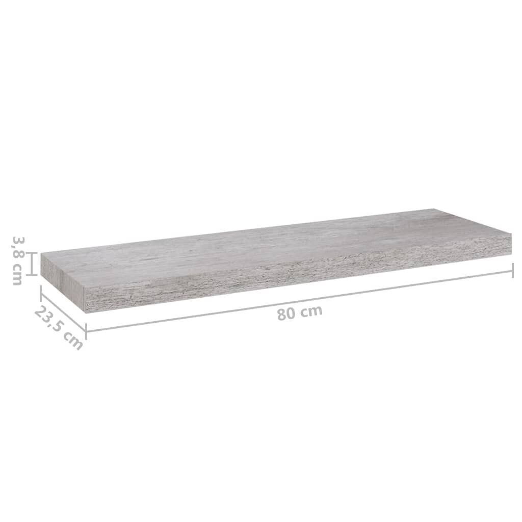 vidaXL Kelluvat seinähyllyt 2 kpl betoninharmaa 80x23,5x3,8 cm MDF hinta ja tiedot | Hyllyt | hobbyhall.fi