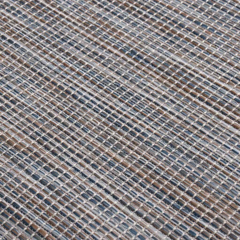 vidaXL Ulkomatto Flatweave 80x150 cm ruskea ja sininen hinta ja tiedot | Isot matot | hobbyhall.fi