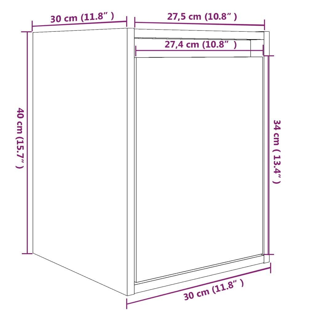 vidaXL Seinäkaappi hunajanruskea 30x30x40 cm täysi mänty hinta ja tiedot | Hyllyt | hobbyhall.fi