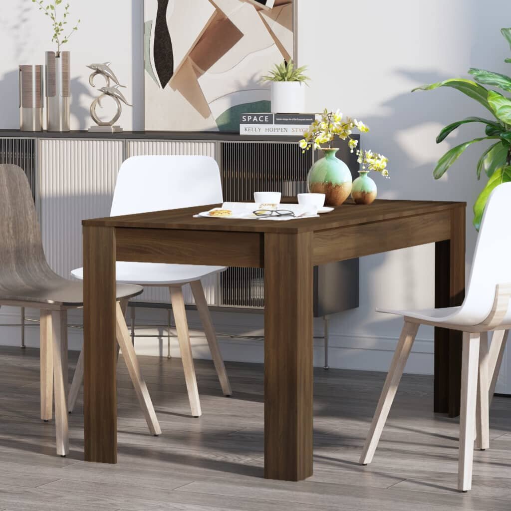vidaXL Ruokapöytä ruskea tammi 140x74,5x76 cm tekninen puu hinta ja tiedot | Ruokapöydät | hobbyhall.fi