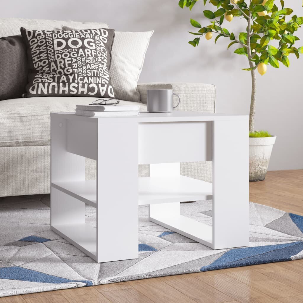 vidaXL Sohvapöytä valkoinen 55,5x55x45 cm tekninen puu hinta ja tiedot | Sohvapöydät | hobbyhall.fi
