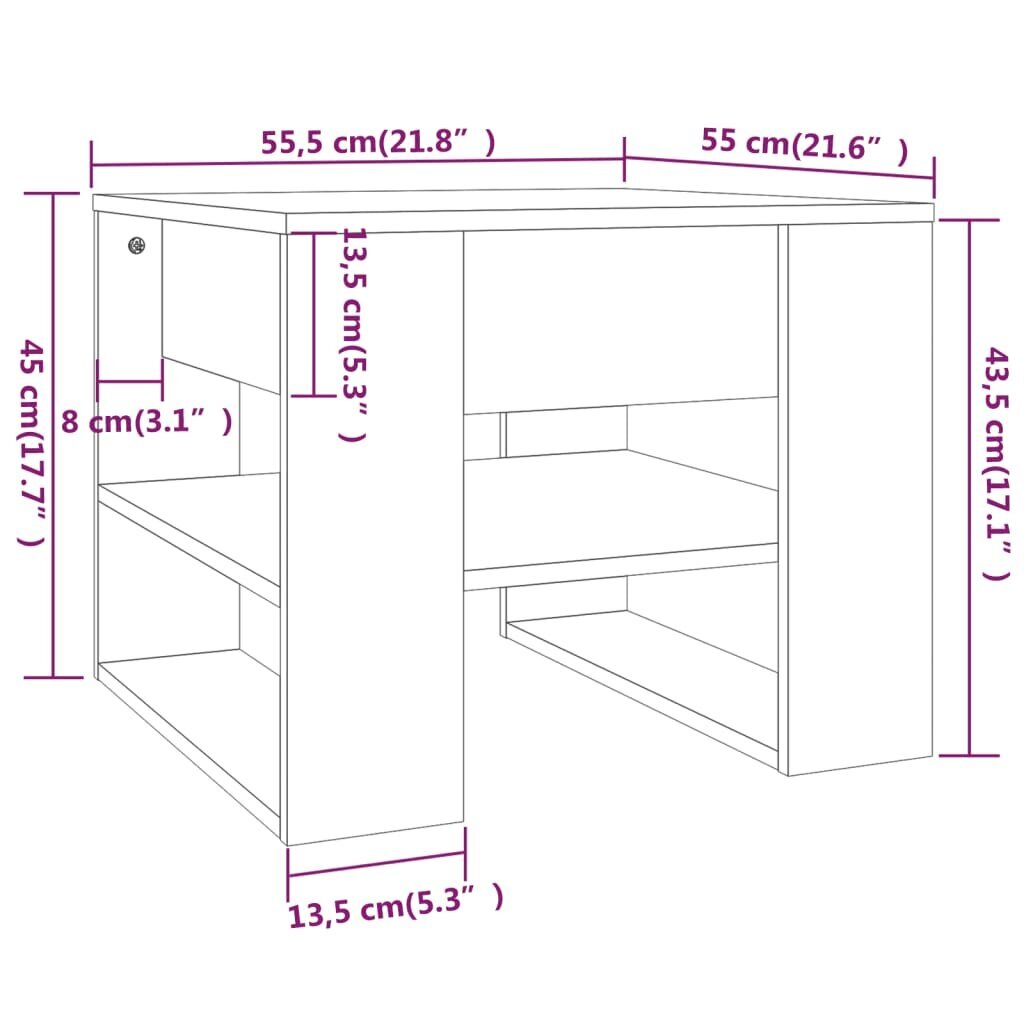 vidaXL Sohvapöytä valkoinen 55,5x55x45 cm tekninen puu hinta ja tiedot | Sohvapöydät | hobbyhall.fi