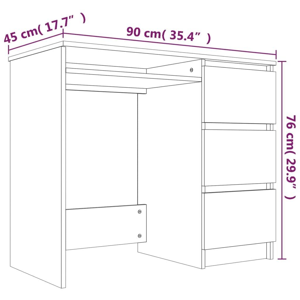 vidaXL Työpöytä harmaa Sonoma 90x45x76 cm tekninen puu hinta ja tiedot | Tietokonepöydät ja työpöydät | hobbyhall.fi