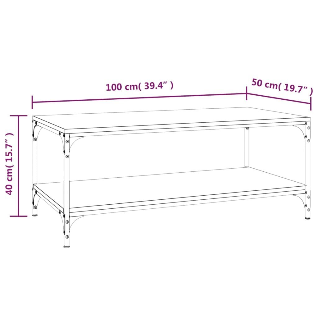 vidaXL Sohvapöytä Sonoma-tammi 100x50x40 cm tekninen puu hinta ja tiedot | Sohvapöydät | hobbyhall.fi