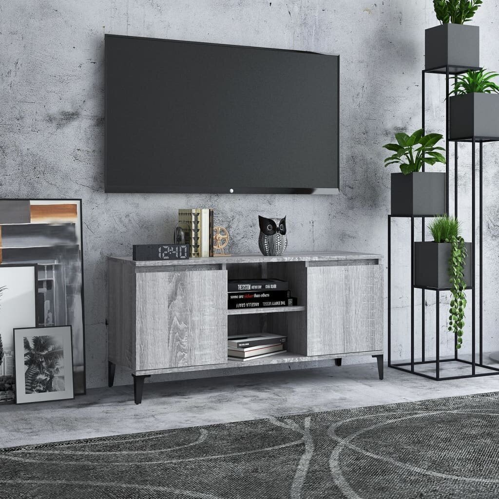 vidaXL TV-taso metallijaloilla, harmaa Sonoma 103,5x35x50 cm hinta ja tiedot | TV-tasot | hobbyhall.fi