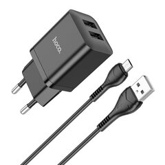 Laturi Hoco N25 2xUSB-A (2.1 A) + MicroUSB musta hinta ja tiedot | Puhelimen laturit | hobbyhall.fi