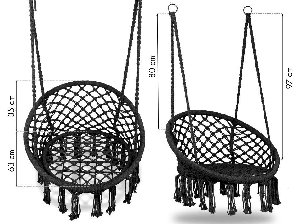 Puutarhakeinu, riippuva tuoli, jossa on tyyny, musta hinta ja tiedot | Puutarhakeinut | hobbyhall.fi
