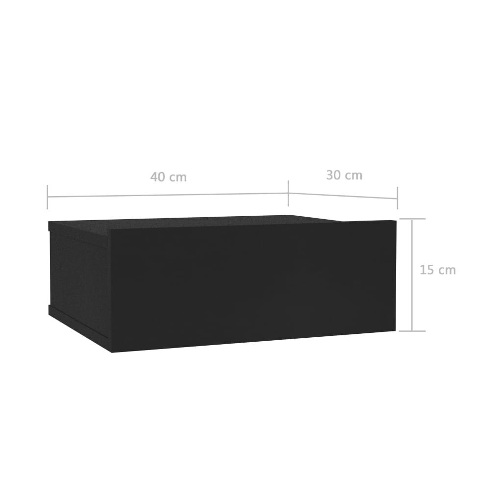 vidaXL Kelluva yöpöytä musta 40x30x15 cm lastulevy hinta ja tiedot | Yöpöydät | hobbyhall.fi
