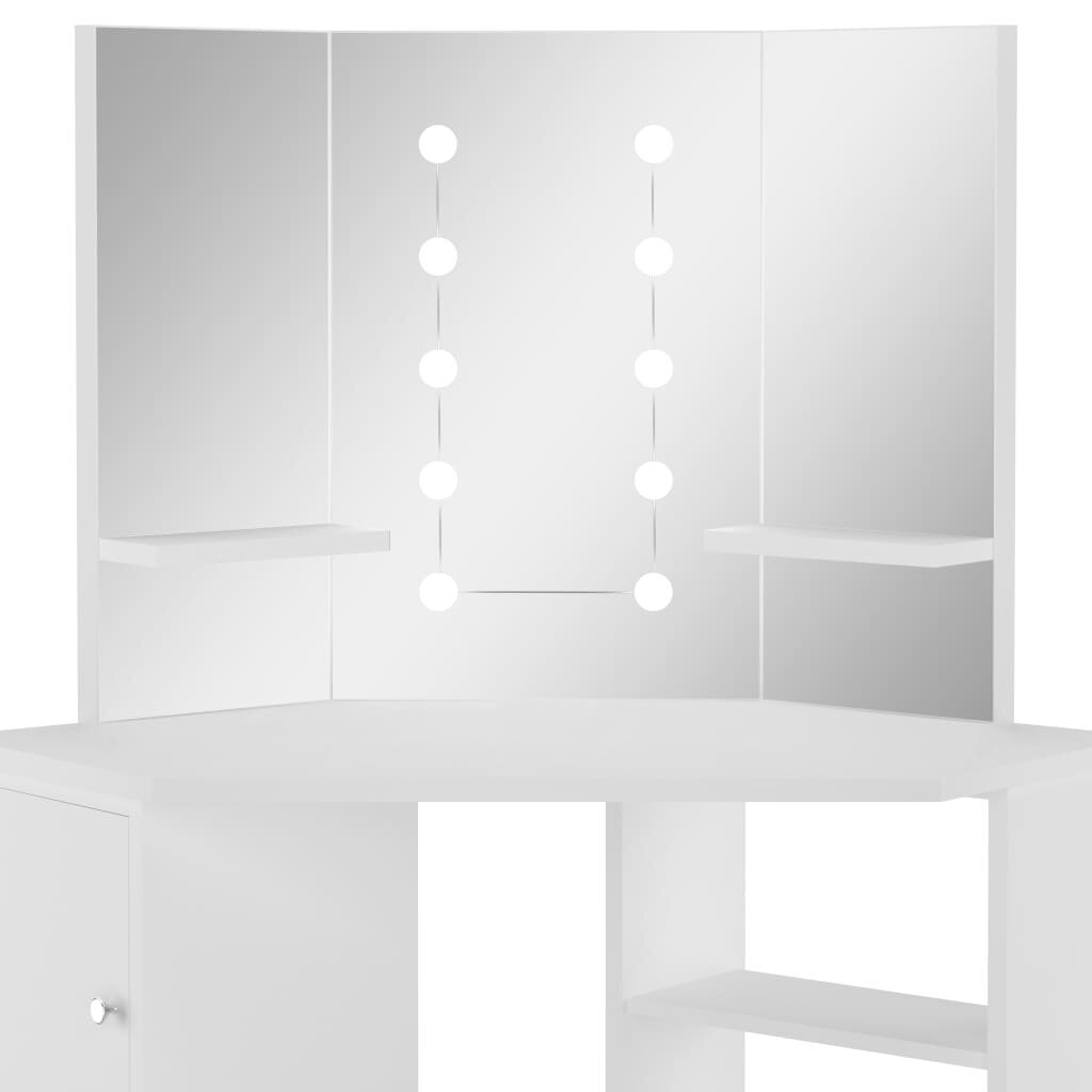 vidaXL Kulmameikkipöytä LED-valoilla valkoinen hinta ja tiedot | Peilipöydät | hobbyhall.fi