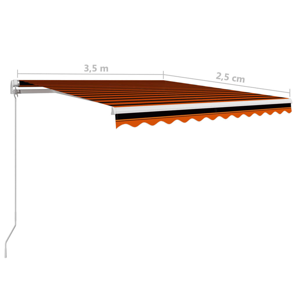 vidaXL Manuaalisesti sisäänkelattava markiisi 350x250cm oranssi/ruskea hinta ja tiedot | Aurinkovarjot ja markiisit | hobbyhall.fi