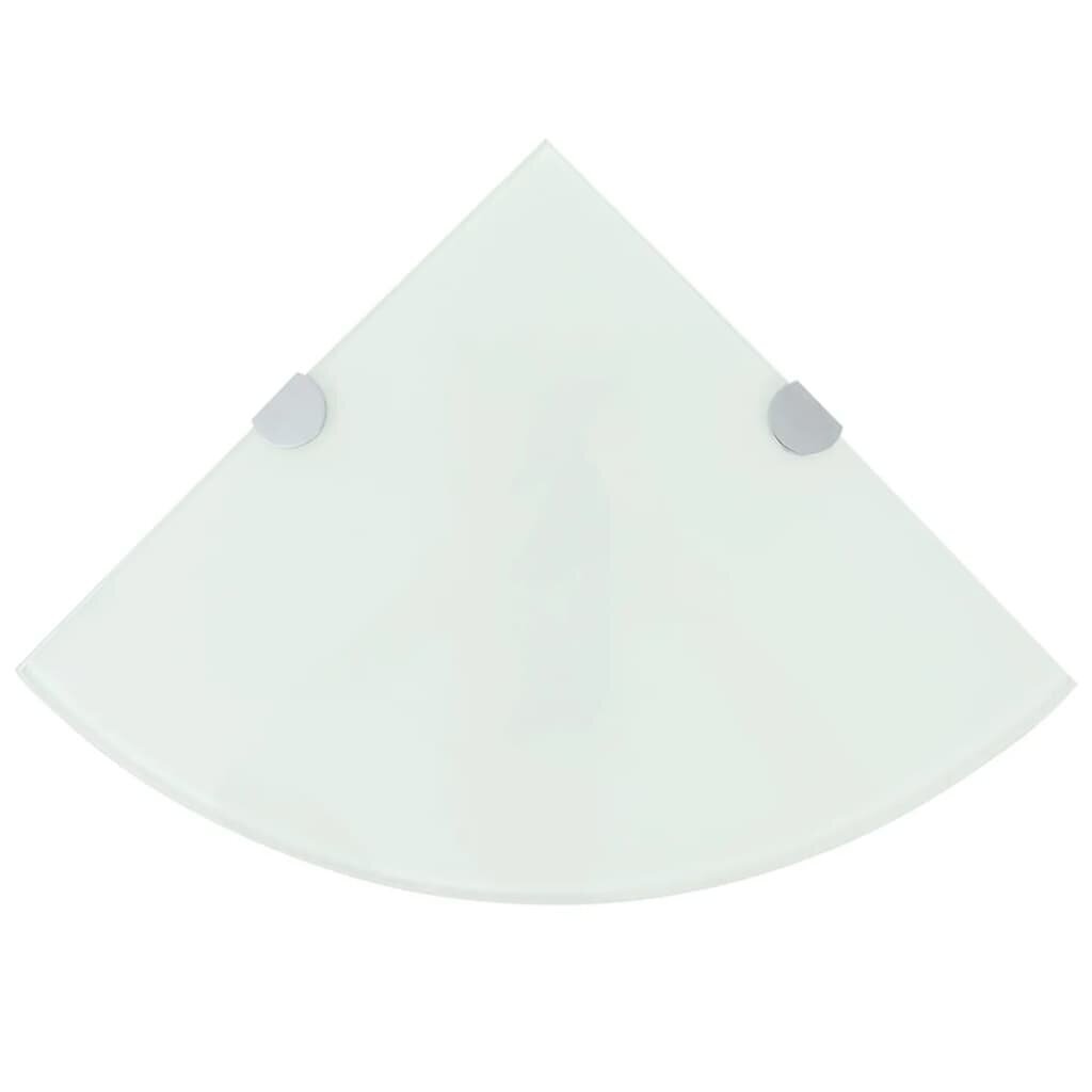 vidaXL Kulmahyllyt 2 kpl kromisilla kiinnikkeillä valk. lasi 35x35 cm hinta ja tiedot | Hyllyt | hobbyhall.fi