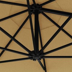 vidaXL Seinäkiinnitteinen aurinkovarjo 300 cm ruskeanharmaa hinta ja tiedot | Aurinkovarjot ja markiisit | hobbyhall.fi