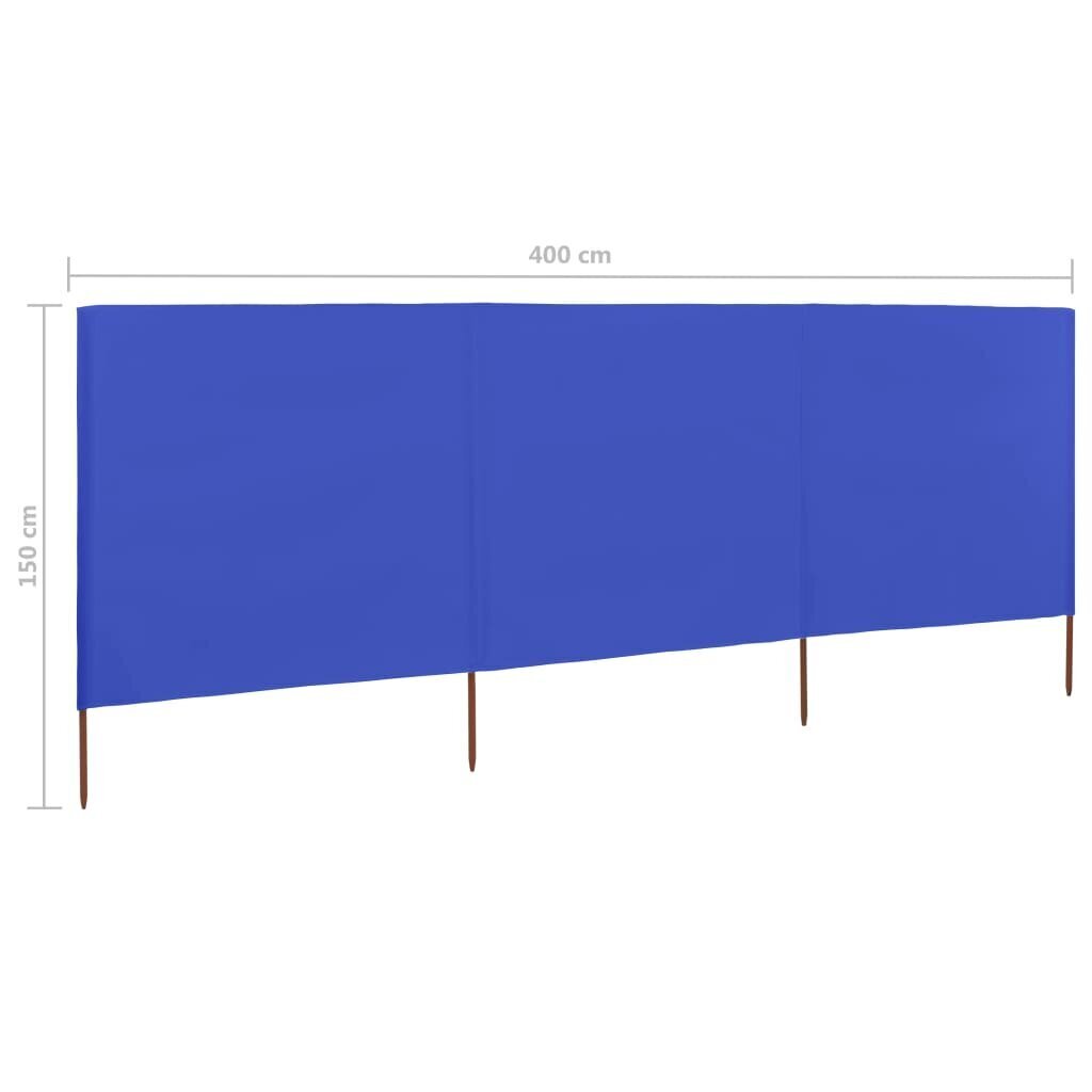vidaXL Tuulensuojakangas 3 paneelilla 400x120 cm taivaansininen hinta ja tiedot | Aurinkovarjot ja markiisit | hobbyhall.fi