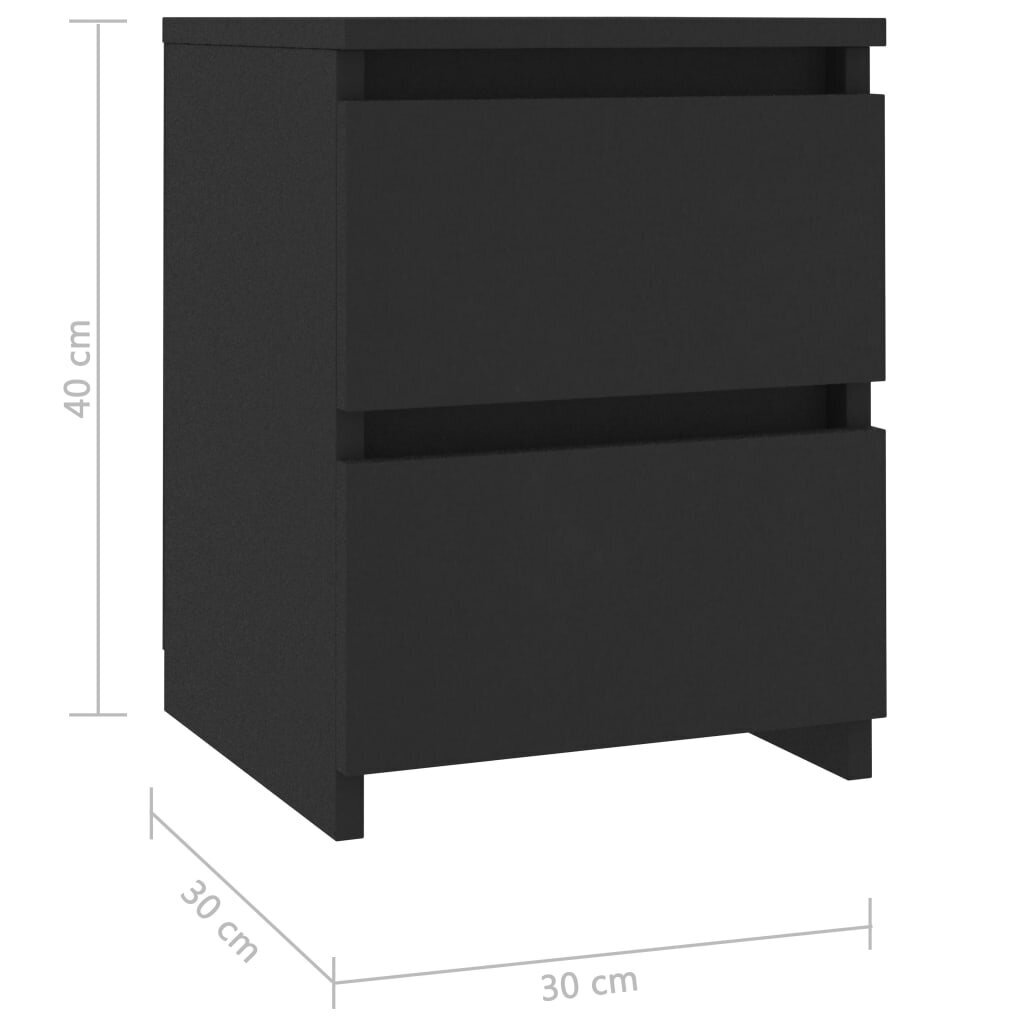 vidaXL Yöpöydät 2 kpl musta 30x30x40 cm lastulevy hinta ja tiedot | Yöpöydät | hobbyhall.fi