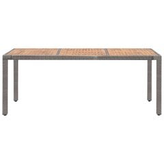 vidaXL Puutarhapöytä harmaa 190x90x75 cm polyrottinki ja akaasiapuu hinta ja tiedot | Puutarhapöydät | hobbyhall.fi