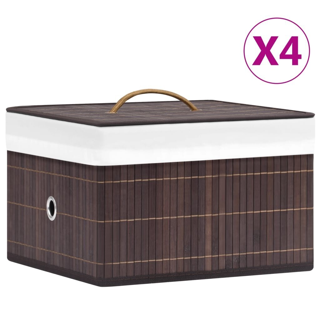 vidaXL Säilytyslaatikot bambu 4 kpl ruskea hinta ja tiedot | Säilytyslaatikot ja -korit | hobbyhall.fi