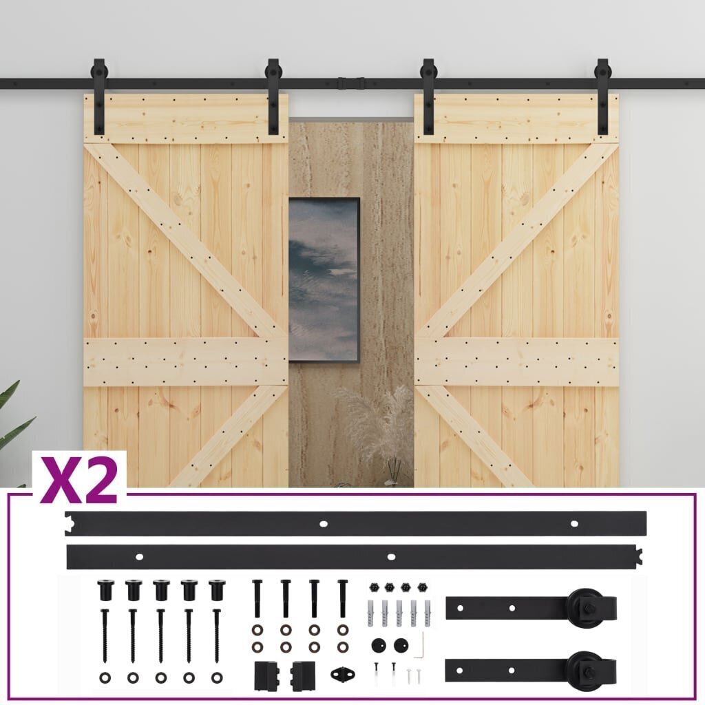 vidaXL Liukuovi asennustarvikkeineen 100x210 cm täysi mänty hinta ja tiedot | Sisäovet | hobbyhall.fi