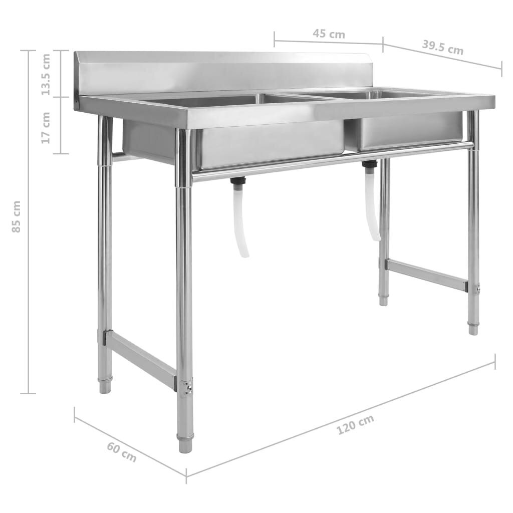 vidaXL Keittiön pesuallas kaksialtainen ruostumaton teräs hinta ja tiedot | Keittiöaltaat | hobbyhall.fi