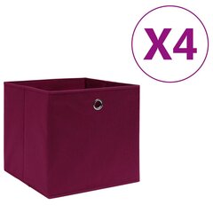 vidaXL Säilytyslaatikot 4 kpl kuitukangas 28x28x28 cm tummanpunainen hinta ja tiedot | Säilytyslaatikot ja -korit | hobbyhall.fi