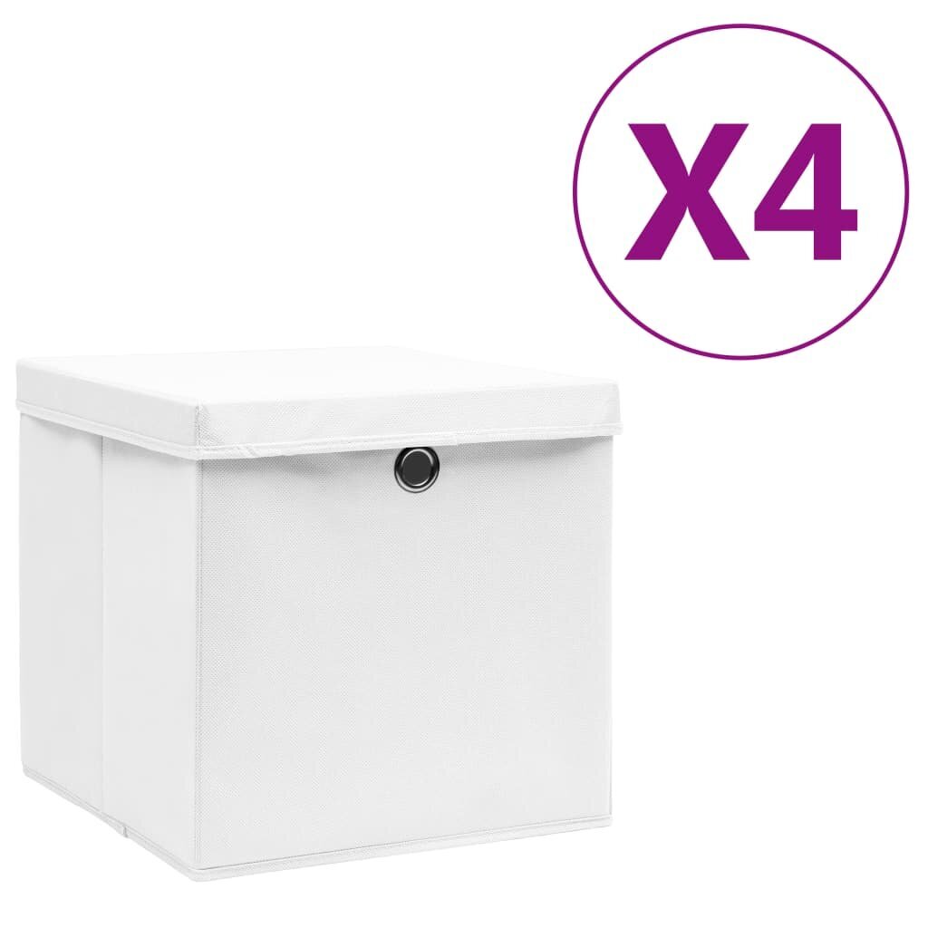 vidaXL Säilytyslaatikot kansilla 4 kpl 28x28x28 cm valkoinen hinta ja tiedot | Säilytyslaatikot ja -korit | hobbyhall.fi